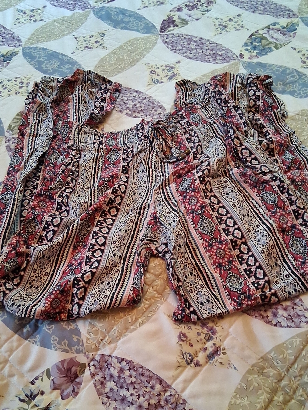 Boho Printed Elastic Waist Pants Sz S - Picture 1 of 10
